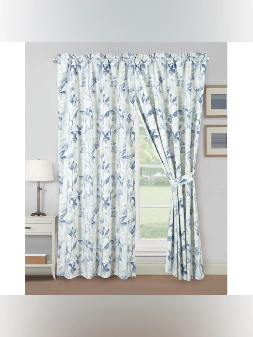 Blue Floral Window Curtain set